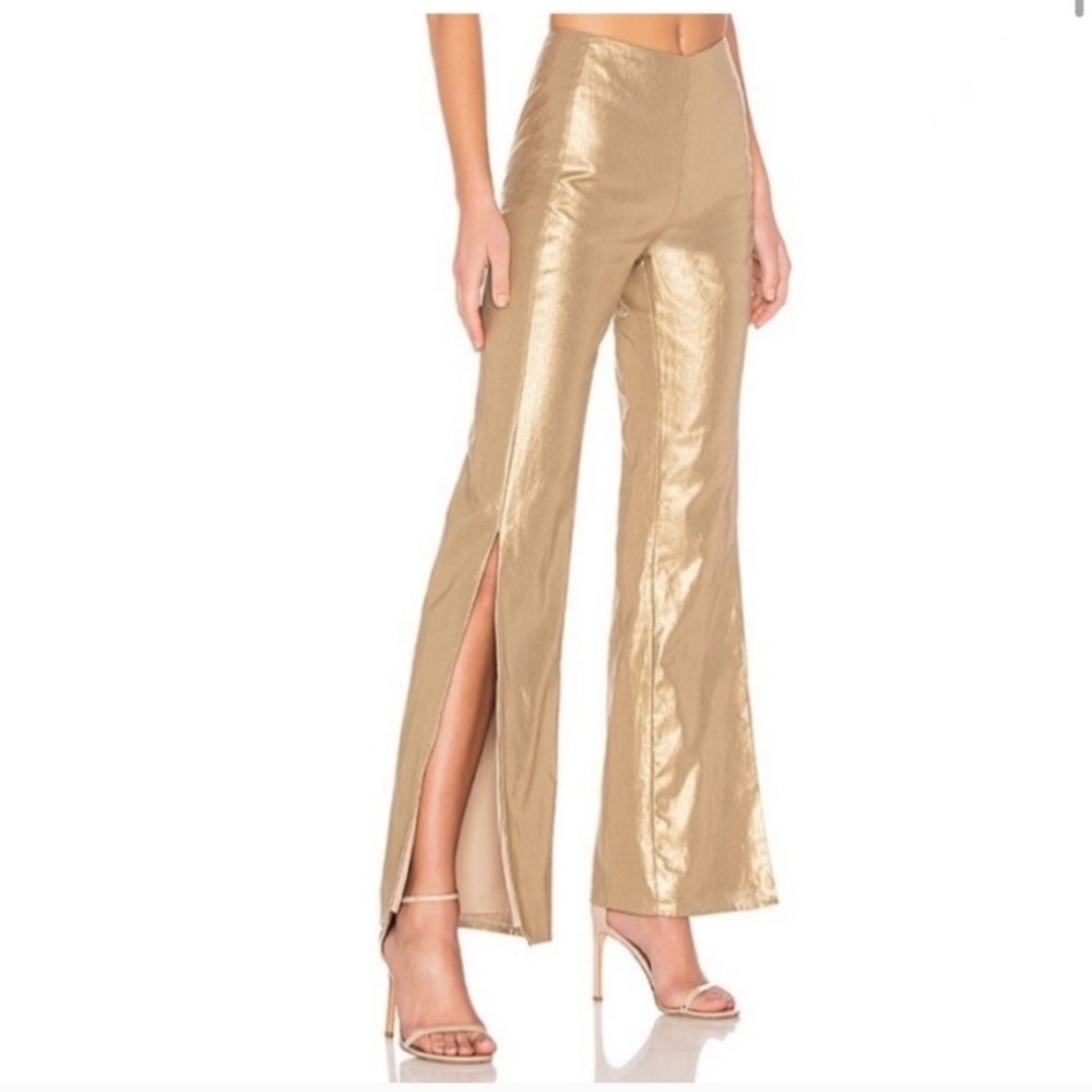 Lovers And Friends Gorgeous Gold Split Leg Pants, Size XS